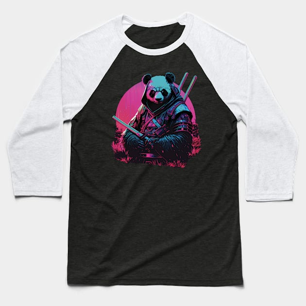 Samurai panda Baseball T-Shirt by GreenMary Design